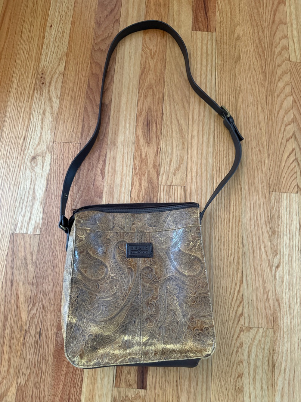 Relic Paisley Embossed Leather Lined Crossbody Bag